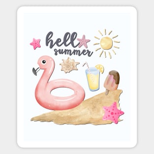 Hello summer Beach summertime Adventure travel lover palm tree sun Magnet